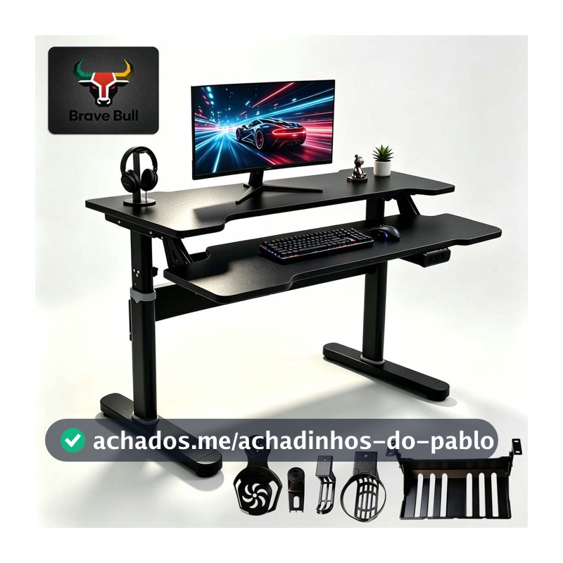 Mesa Gamer Elevatória Elétrica Viga Dupla Ajustável 120x60cm Mesa Gamer Elétrica Ajustável Altura 70‑100cm Viga Dupla