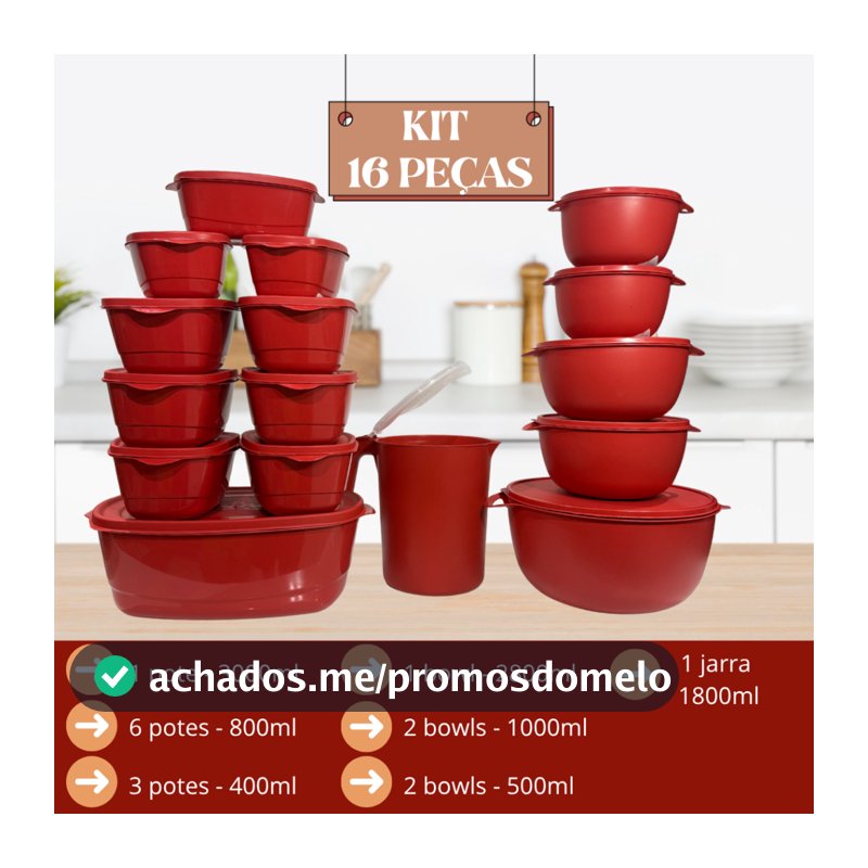 Kit Jogo de Cozinha c/16 Peças Potes de Plastico Hermetico Resistente Ideal Para Armazenar Alimentos
