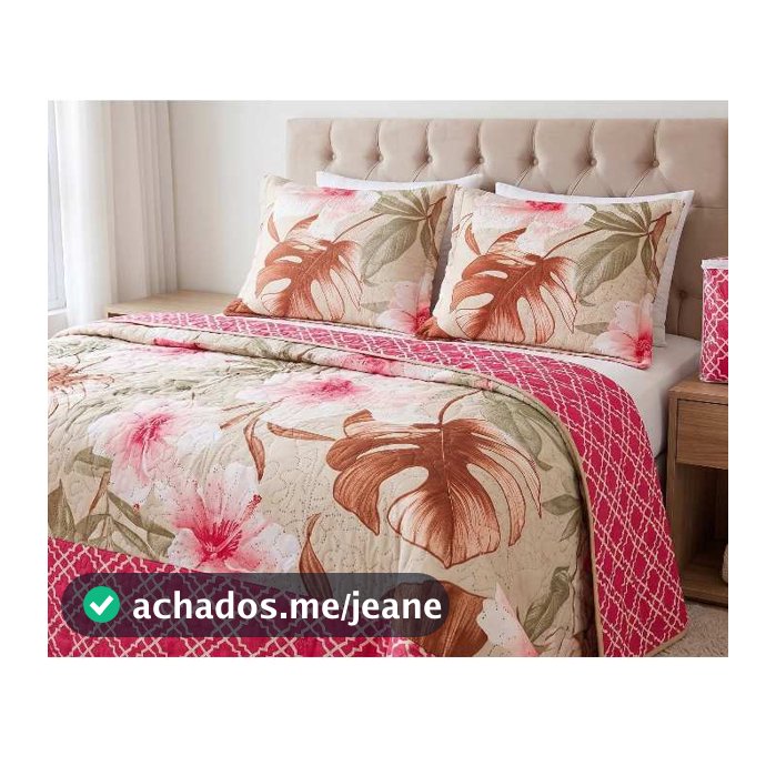 Colcha Cobre Leito queen 3 Peças estampado Dupla Face Macio