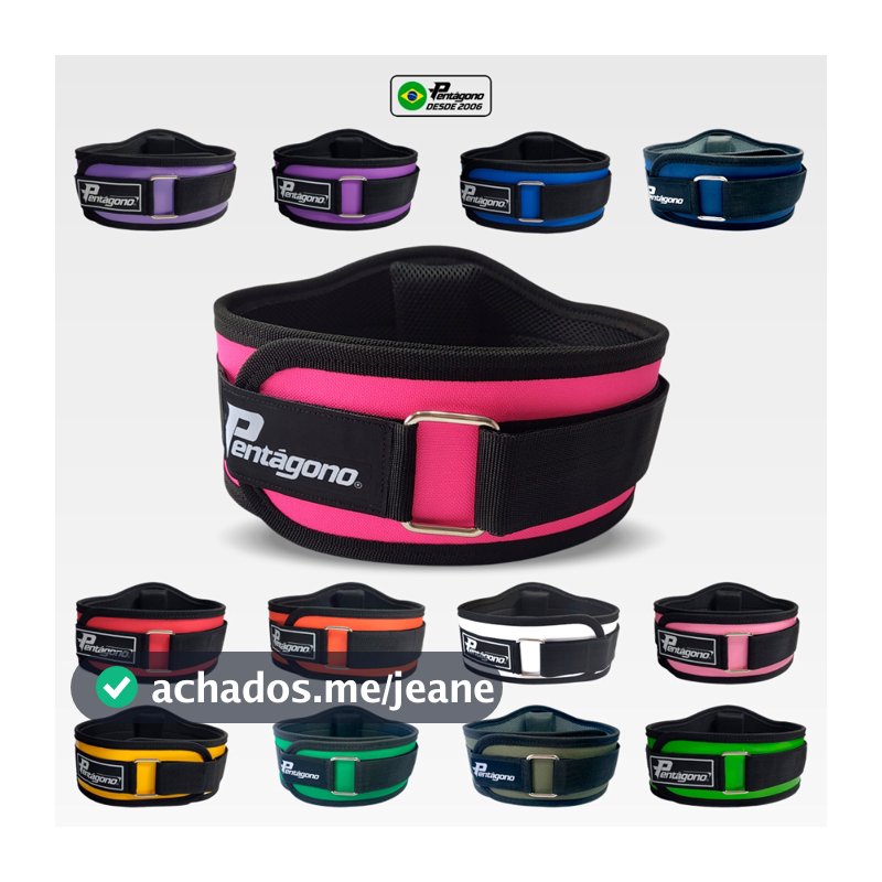 Cinturão Musculação Sport Ajustável 64 a 105 cm com Apoio Lombar Colorido – Pentágono