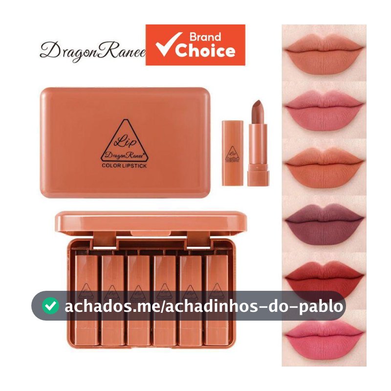 Caixa de Batom Matte Delicada e Colorida Fácil de Aplicar Não Gruda no Copo à Prova d'Água e Suor