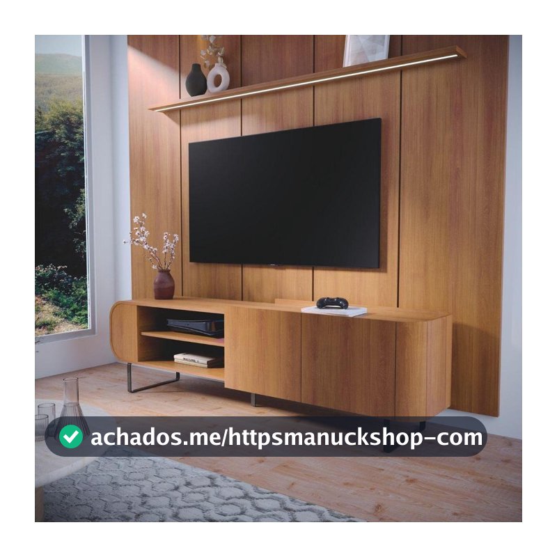 Rack Bancada Para Sala De Estar Com Design Curvo E Moderno para TV de até 75 polegadas
