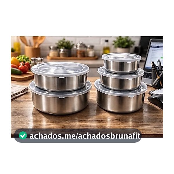 Kit 5 Potes Hermeticos Cocina Organizador Conservacao Alimentos Inox