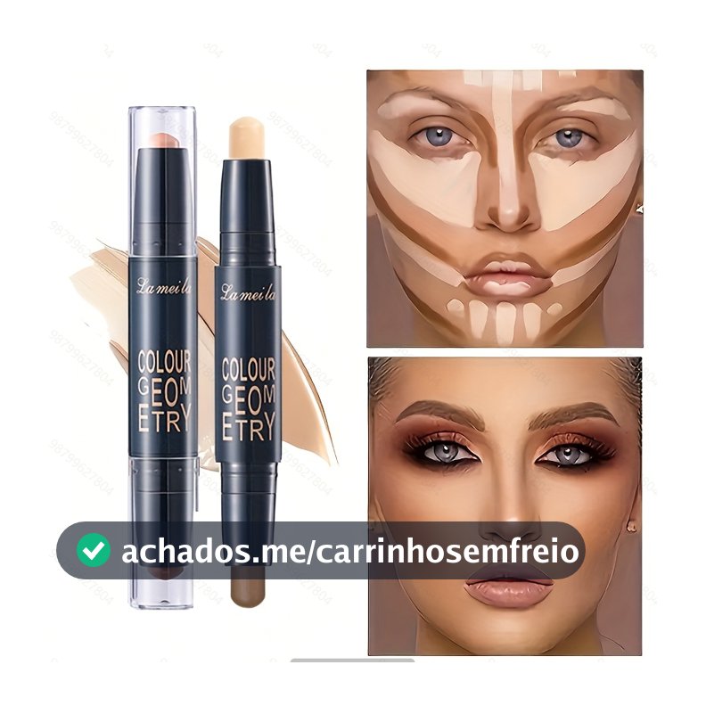 Bastão De Contorno De Duas Cabeças : Sombra De Nariz , Destaque E Corretivo Para Maquiagem 3D V-Face