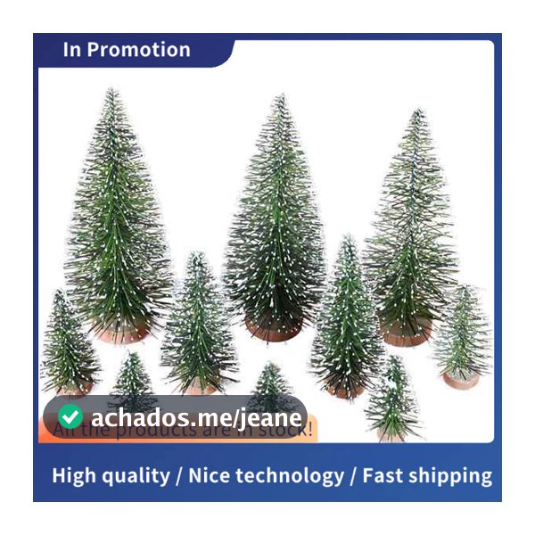 25 Peças Árvores De Natal Artificiais Em Miniatura 5 Tamanhos Seda Sisal Verde + Madeira Para Decoração Artesanato De DI