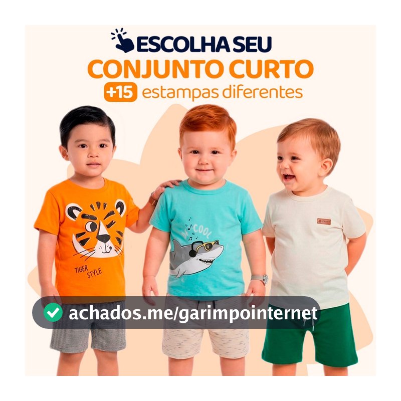 Conjunto Bebê Masculino Menino Infantil Verão Manga Curta Tamanho 1 ao 8 - Roupa de Calor para Bebê Masculino L02