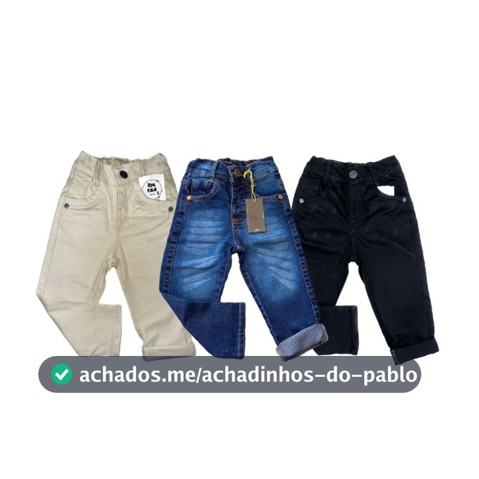 Calça Tradicional Masculina Jeans Sarja Cores Infantil  Juvenil Menino