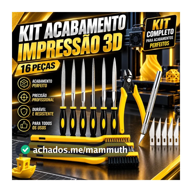 Kit Acabamento Impressão 3d Limas Alicate Escovas 16 Peças
