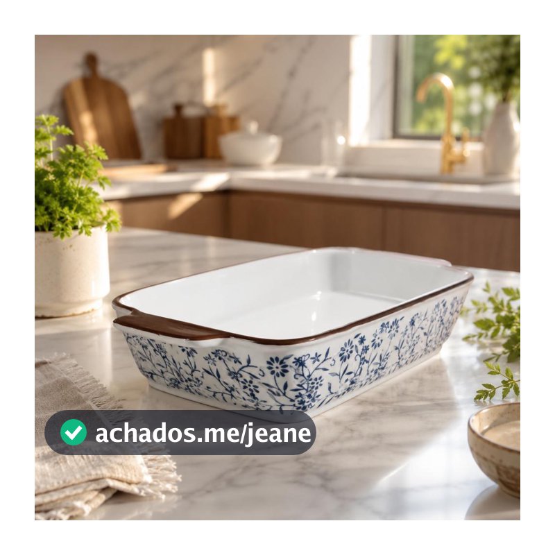 Kit Travessas Cerâmica Decoradas Brancas 3 Peças