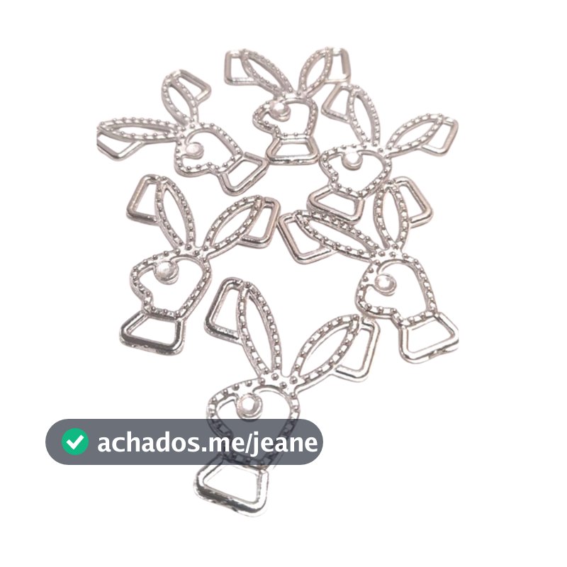 Kit 50 Coelho Prata Metal Pacote Confecçao Bijuterias Passador Lingerie Moda Intima Fabrica Costureira