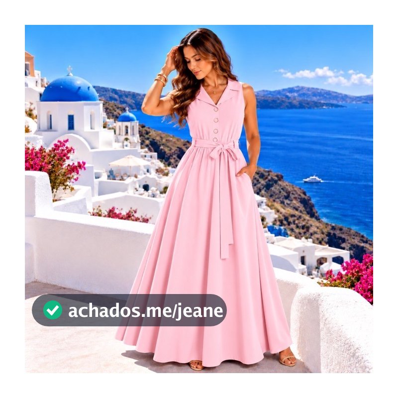 Vestido Midi Feminino Elegante Acinturado com Faixa Botões Moda Evangélica Social Casual Tendência 2026