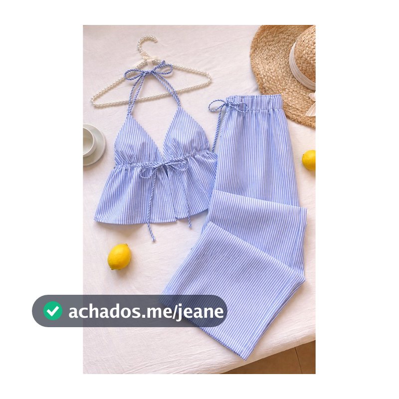 Conjunto Cropped Regata Feminina Casual com Pescoço em Halter e Amarração Nas Costas Cropeed