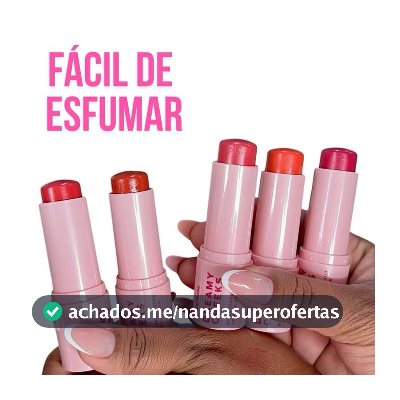 Ruby Rose Blush Cremoso em Bastão Dreamy Cheeks Stick 6,57g – Linha Rosa