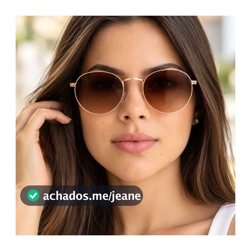 Óculos de Sol Redondo Feminino Retrô Metálico UV400 Unissex Leve Estilo Vintage