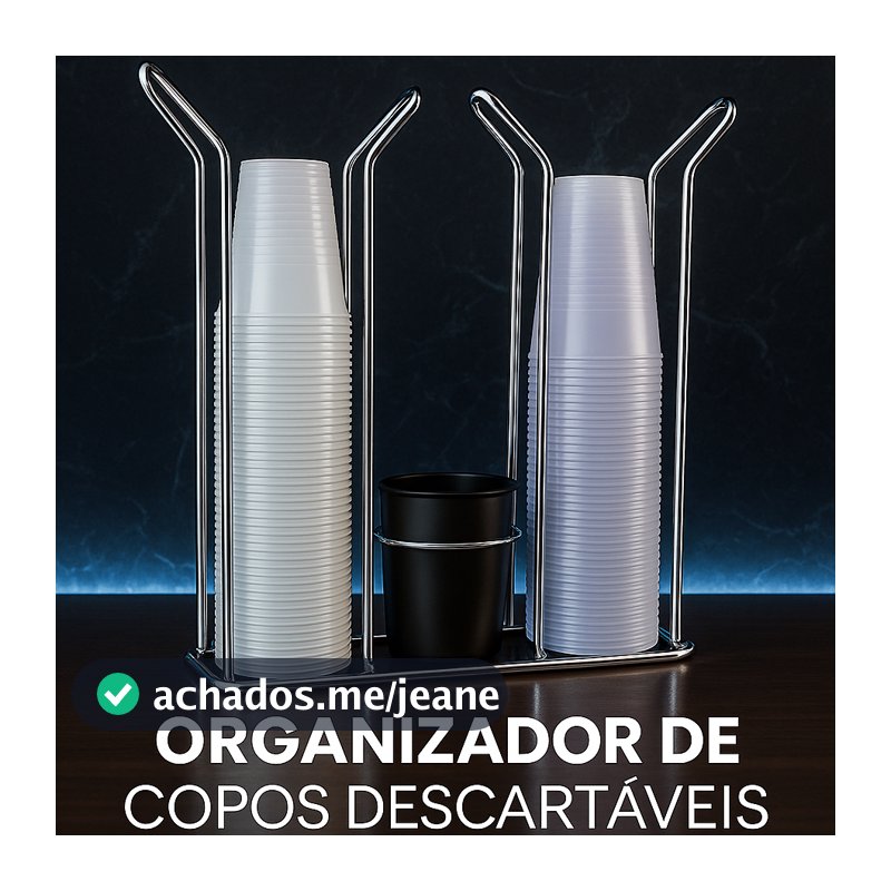 Organizador Porta Copos Descartáveis Café Água 80ml 200ml + Suporte Colher