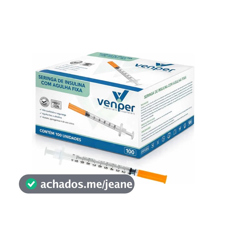 Kit Seringa de Insulina Botox 1ml 100UI com Agulha Fixa e Ultra Fina 8x0,30MM 30G