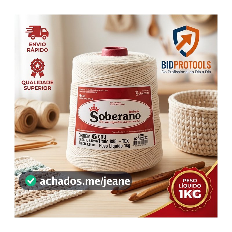 Barbante Soberano Cru Fio 6 ou 8 Crochê Tapetes