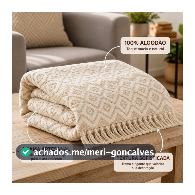 Manta De Sofá Gigante Premium 3,00 x 1,80 M Crochê Artesanal 100% Algodão Envio Imediato