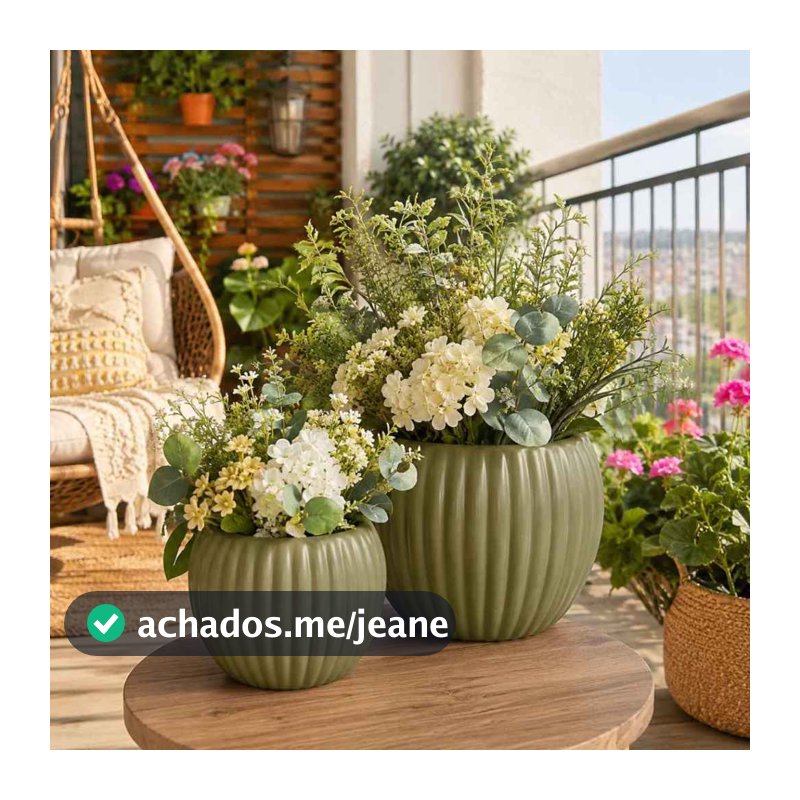 Vaso Sala Cachepot Cerâmica Canelado Centro De Mesa Garden