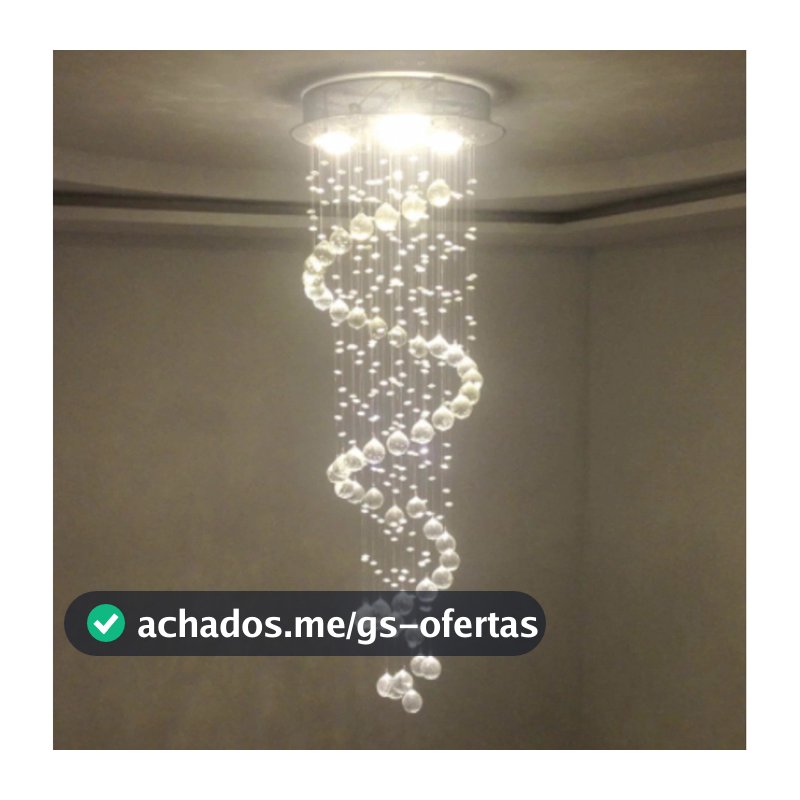 Lustre Espiral de Cristal K9 Legitimo para Sala de Jantar – Base 30cm Inox