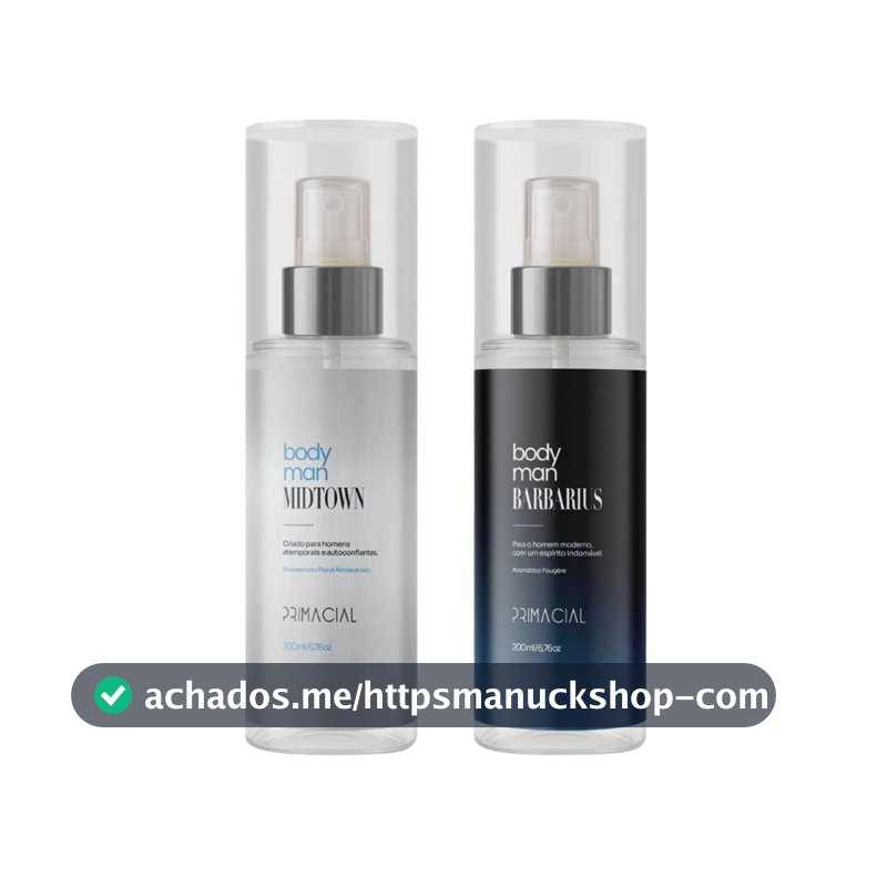 KIT BODY SPLASH MASCULINO BARBARIUS E MIDTOWN 200ML - PRIMACIAL PERFUME FRESCO AMADEIRADO