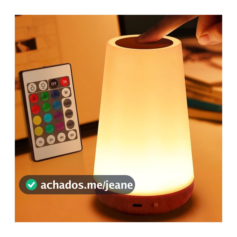 Luminária de Mesa Moderna Touch com Controle Remoto, Luz LED de Cabeceira com Timer Ajustável