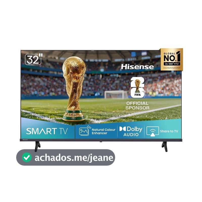 Smart TV Hisense DLED HD 32" 32A4NV com Processador AI HDR10 DTS Virtual X DLNA Alexa e Google Home
