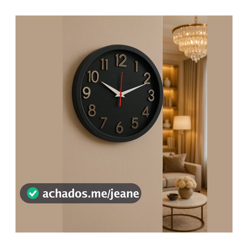 Relogio de Parede 3D Sigma Dourado Preto Plashome Escritório Cozinha Sala Com Mecanismo Silencioso