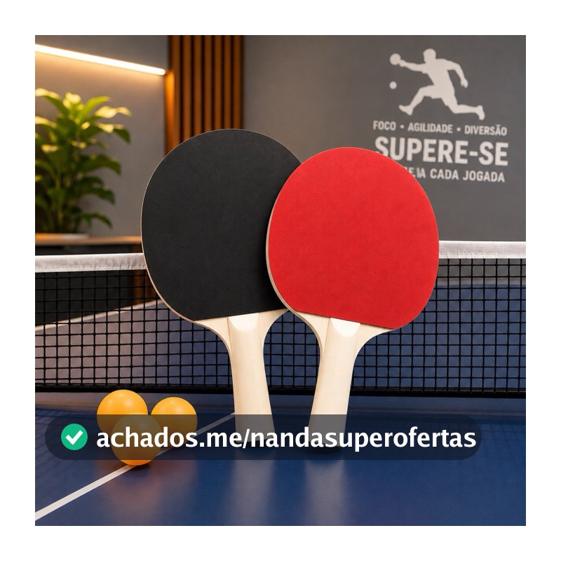 Kit 2 Raquetes Tênis de Mesa Profissional + 3 Bolas Ping Pong Brinquedo Diversão ENVIO IMEDIATO