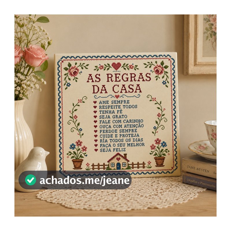 Azulejo Decorativo “As Regras da Casa” – 15x15 Cm
