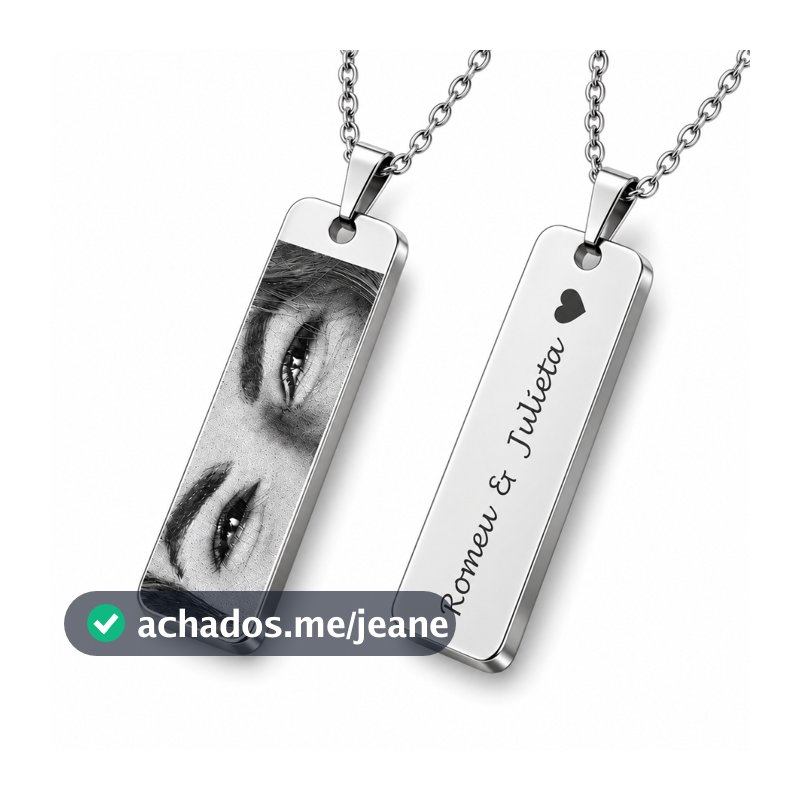Colar Olhar Personalizado com Foto ou Texto em Aço Inox 45 ou 60 cm