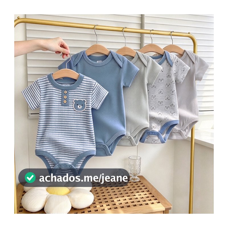 Conjunto de 5 peças de macacão para bebê algodão diversas cores disponíveis tecido conjunto simples