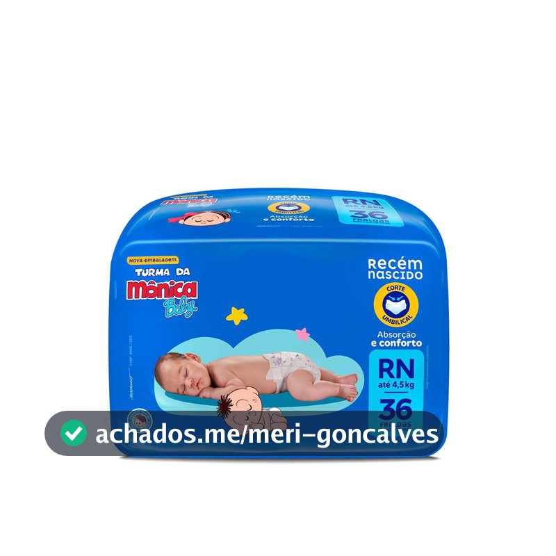 Fralda Turma da Mônica Baby Jumbo RN com 36un