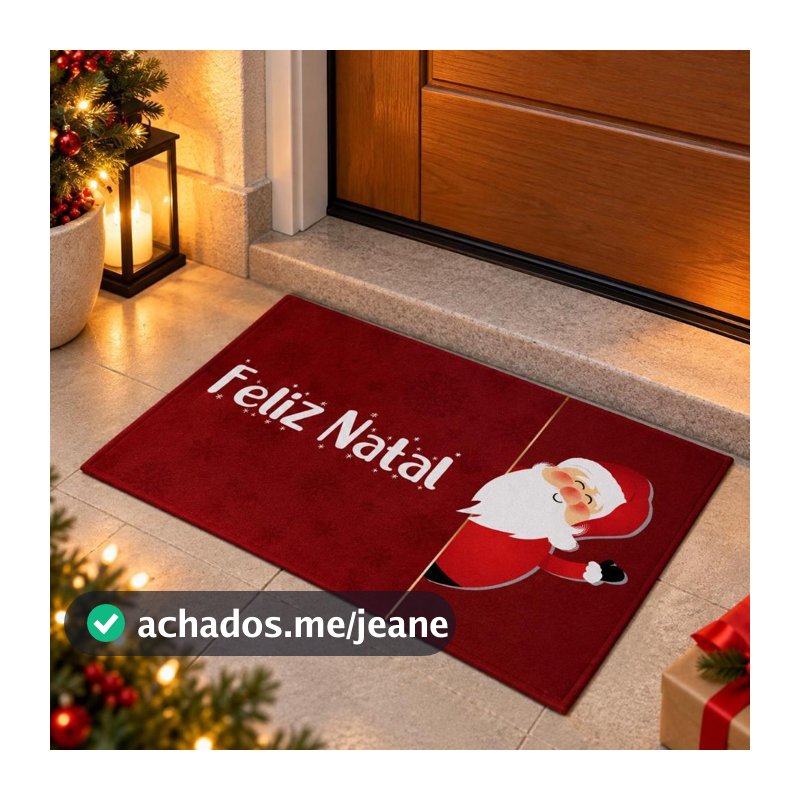 Tapete de Porta Natalino 40x60cm Emborrachado Antiderrapante Feliz Natal Papai Noel Decoração Natal Estampado