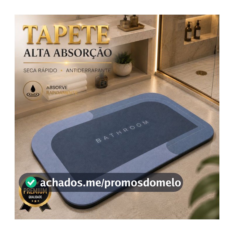 Tapete Antiderrapante Absorção Rápida Banheiro Cozinha Entrada 60x40cm Secagem Rápida Premium