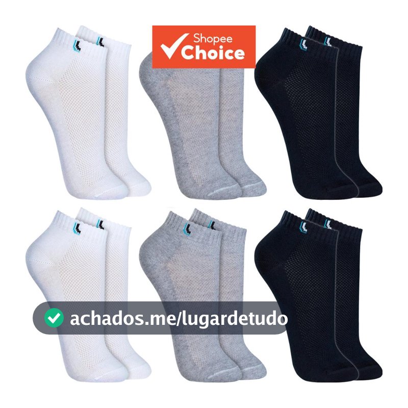 Kit de 6 Pares de Meias Cano Baixo Lupo – Meia Original de Algodão Unissex para Homens e Mulheres