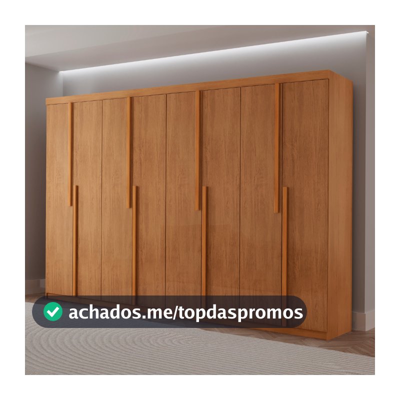 Guarda Roupa Casal Quioto MDF com 8 Portas 4 Gavetas Moderna Mobília