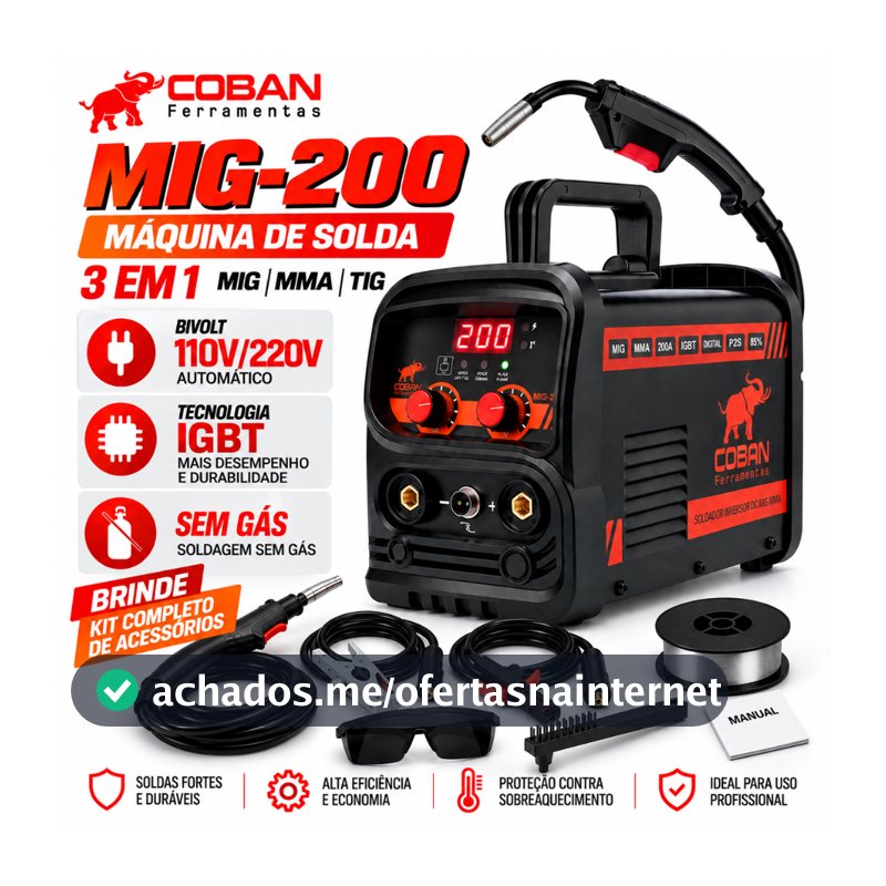 Máquina De Solda Mig 200a Bivolt Mma Eletrodo Tig Lift Smart Vermelho