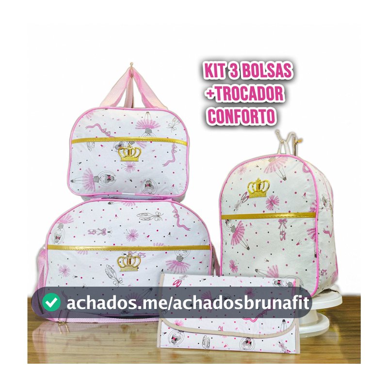 Kit Mala Bolsa Maternidade Impermeável Menina Menino - Mala Grande, Mala Média e Mochila e Trocador