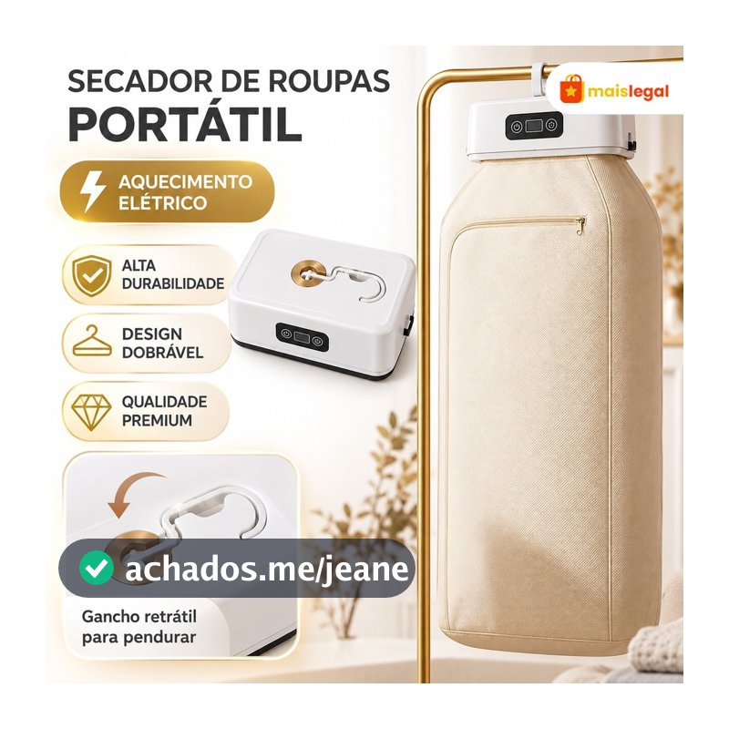Secador Portátil de Roupas Elétrico 110/220V com Varal Dobrável e Forro Protetor, Ideal para Apartamentos e Viagens