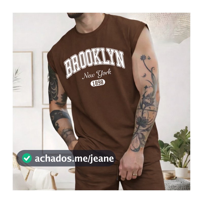 Regata Machão Brooklyn New York 1898  Masculina Algodão  Academia Treino Musculação