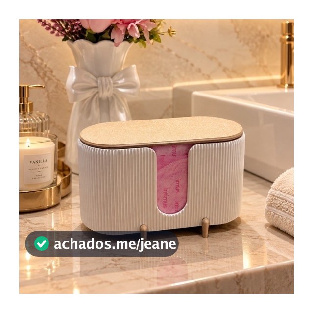 Organizador Porta Absorventes Premium para Banheiro com Tampa | Discreto, Higiênico e Decorativo