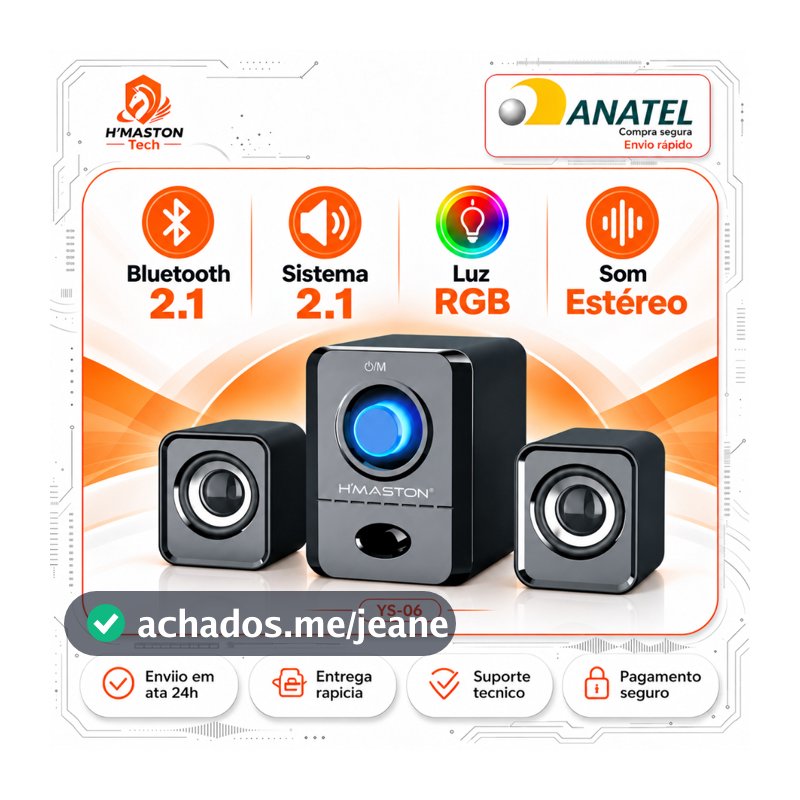 H'MASTON YS-06 Caixa De Som Para Computador 2.1 Caixa De Som Pc Caixa De Som Computador Caixinha De Som Para Pc