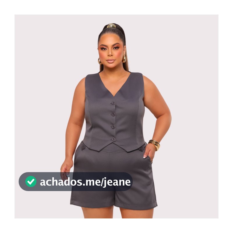 Conjunto de Alfaiataria Premium Plus Size Colete Social e Short Com Elástico Elegante e Confortavel
