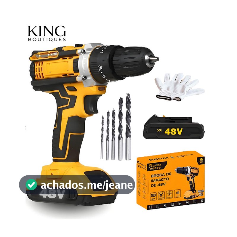 Parafusadeira Furadeira De Impacto Sem Fio 48V 1/2 Baterias Com Maleta e Acessórios Completo