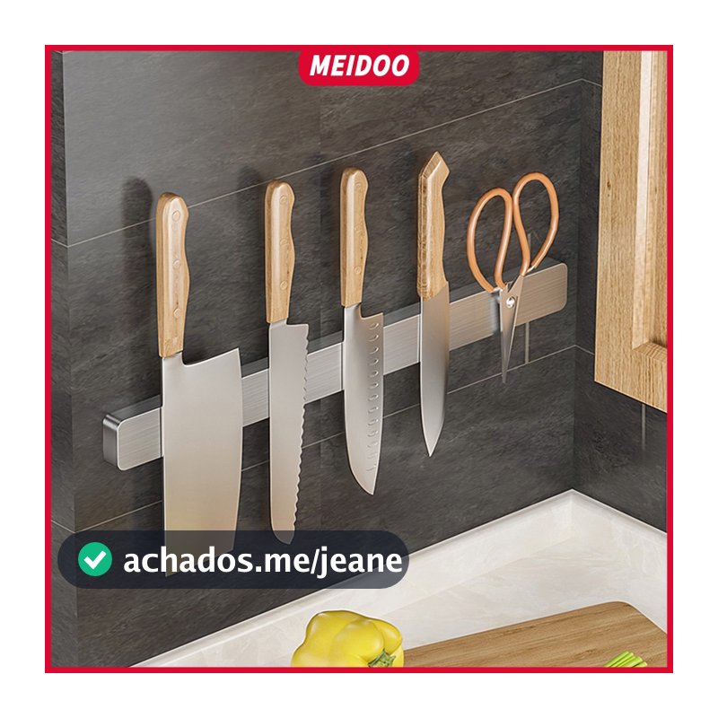 MEIDOO Suporte magnético para facas de aço inoxidável, suporte para espátula, sem perfuração