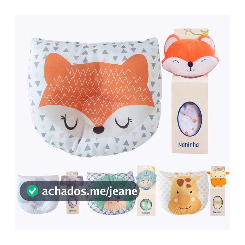 Naninha com Prendedor de Chupeta + Travesseiro Anatômico para Bebê Kit 2 peças