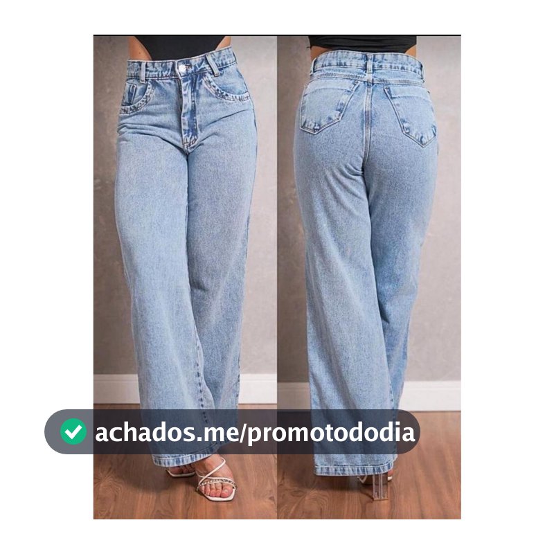 Calça Jeans Feminina Wide Leg Marmorizada Pantalona Cintura Alta Tecido Grosso Elegante Confortável