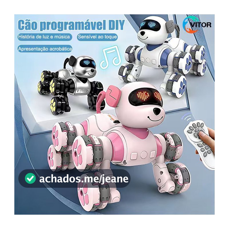 Cachorro Robô Inteligente com Controle Remoto – Pet Interativo Programável que Dança e Canta para Crianças 3–8AnoS VITOR