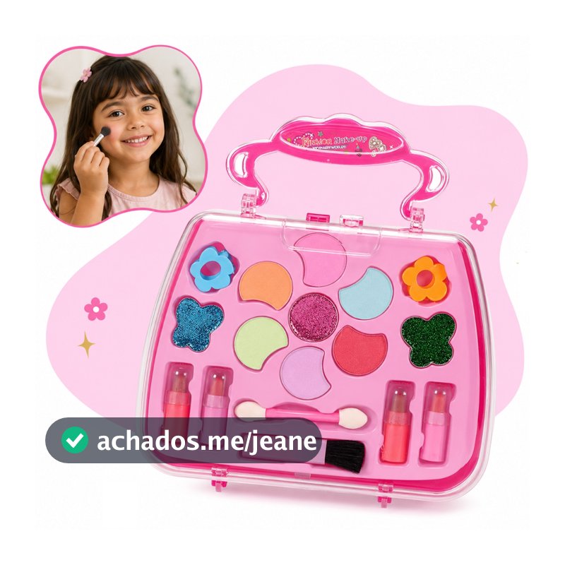 Kit Maquiagem Infantil Menina Estojo Completo Lavavel Brinquedo Beleza Criança Presente Kizumba